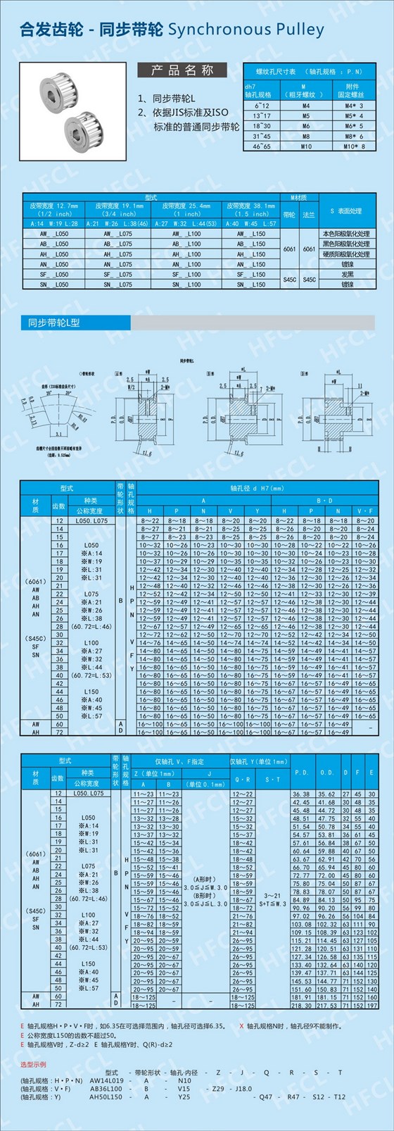 同步帶輪L規(guī)格型號(hào)