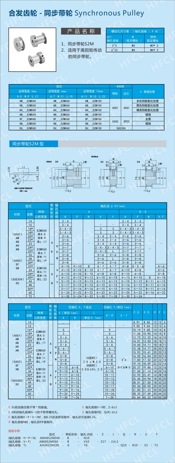 同步帶輪S2M型號規(guī)格